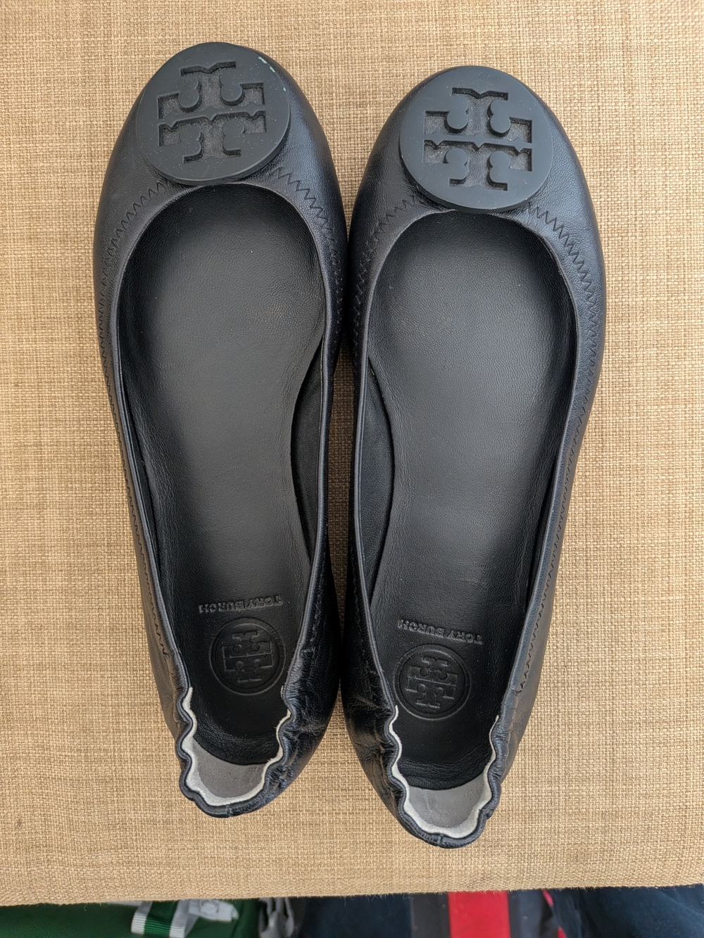 Tory Burch Black Leather Reva Ballet Flats